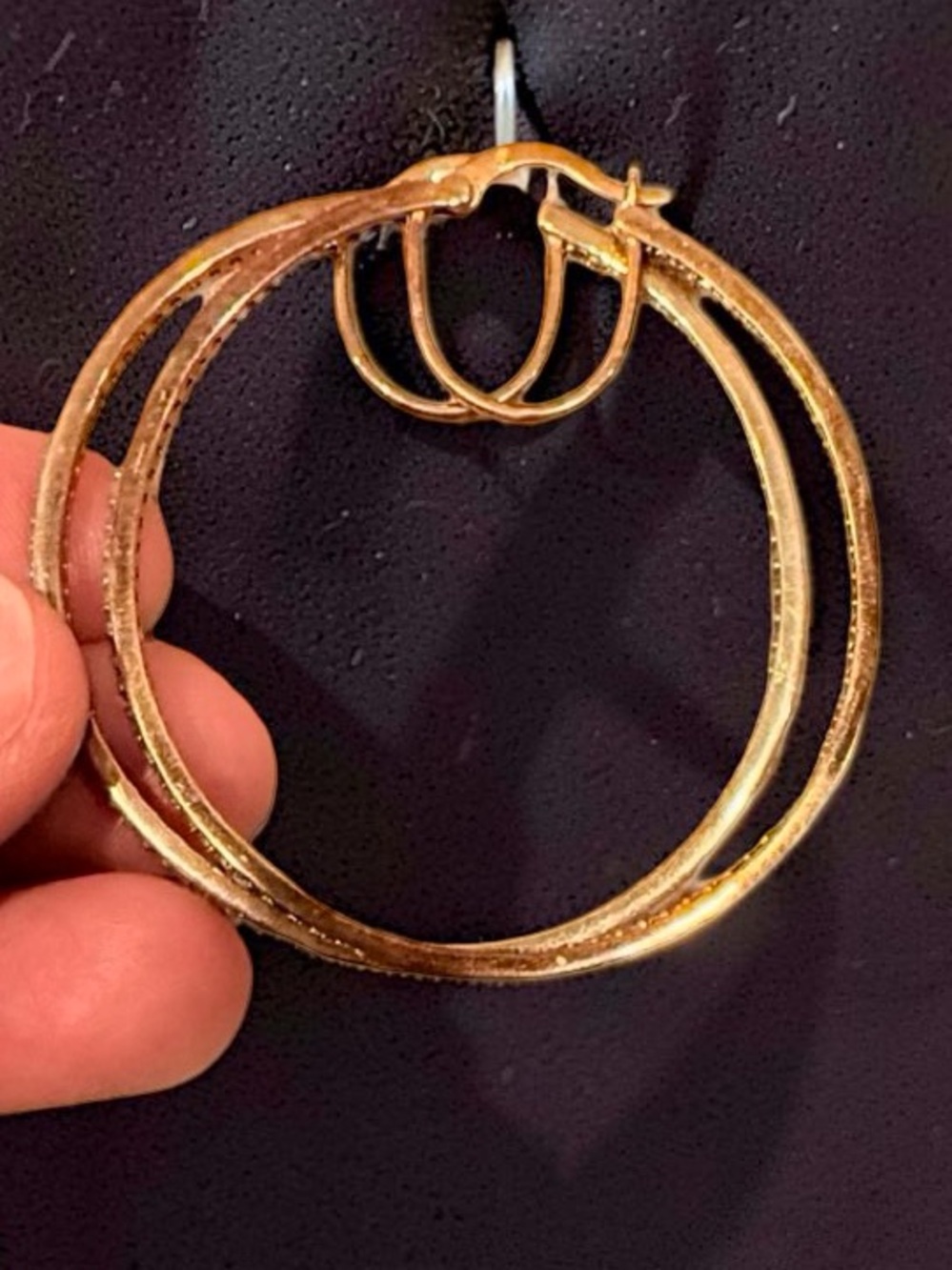 Gold Tone Double Hoop Earrings - Women Jewelry